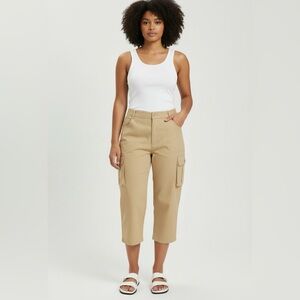 Womens Capris Cargo Pants Tan Khakis Cotton Stetch Plus Size 2X NEW